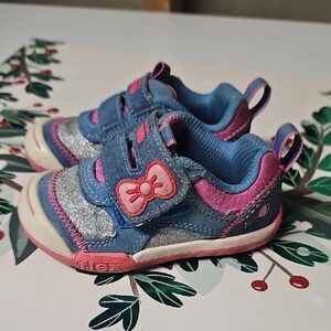 Skechers Blue and Pink Glitter Bow Toddler Sneakers